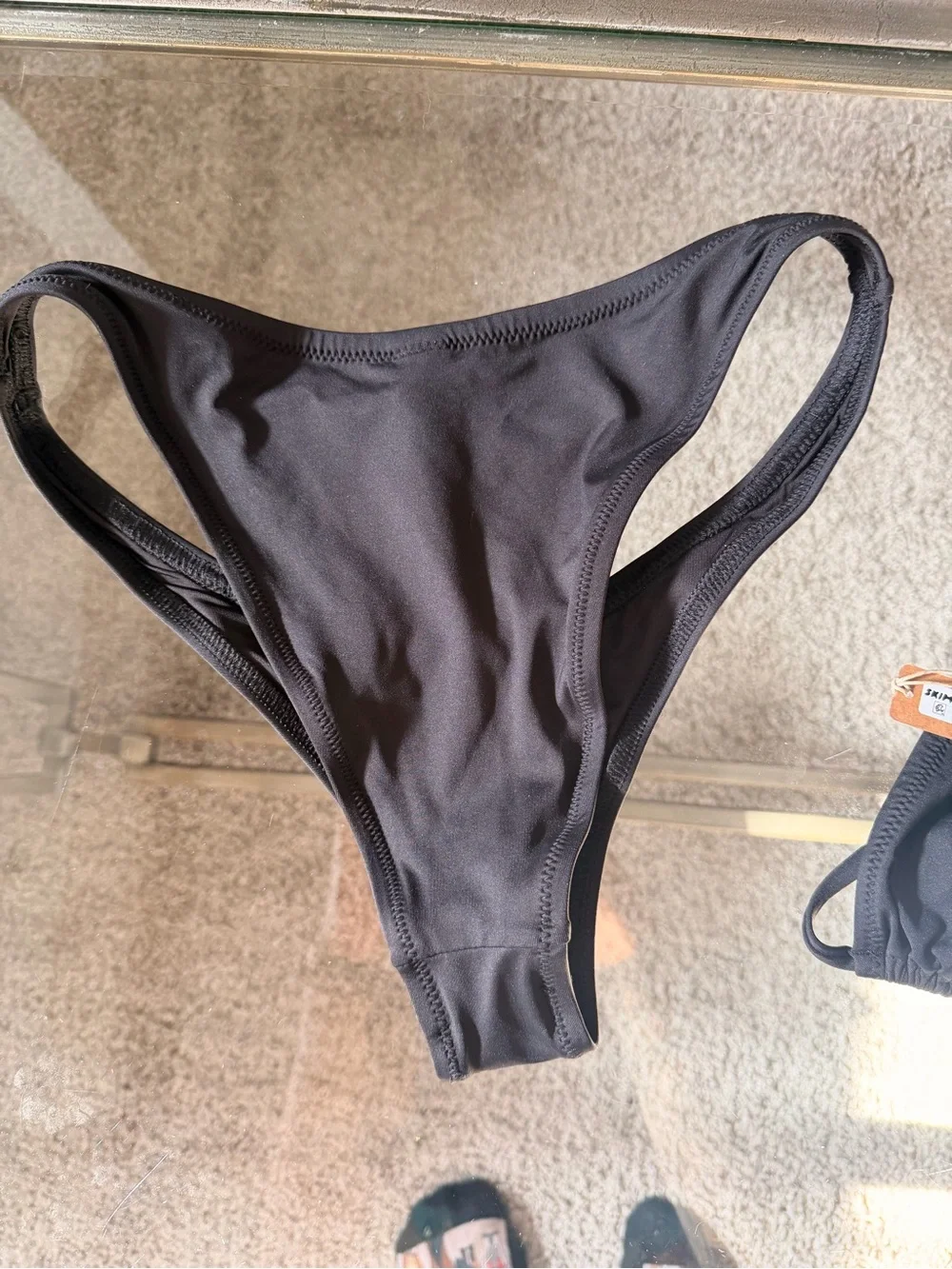 Skims 2Pcs SET NWT Triangle Top & Cheeky Tanga Bikini Black Size XS